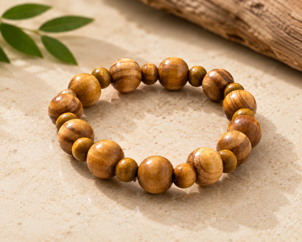 Traditional Light Brown Beaded African Bracelet