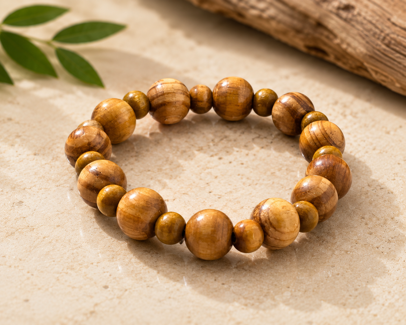 Traditional Light Brown Beaded African Bracelet