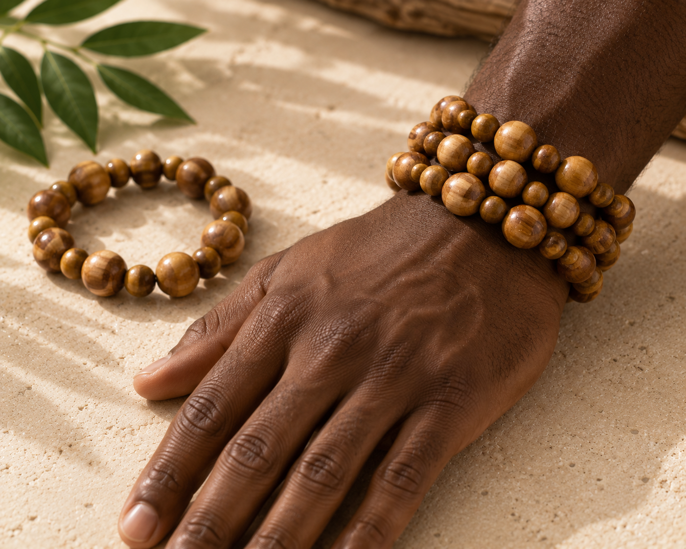 Traditional Light Brown Beaded African Bracelet