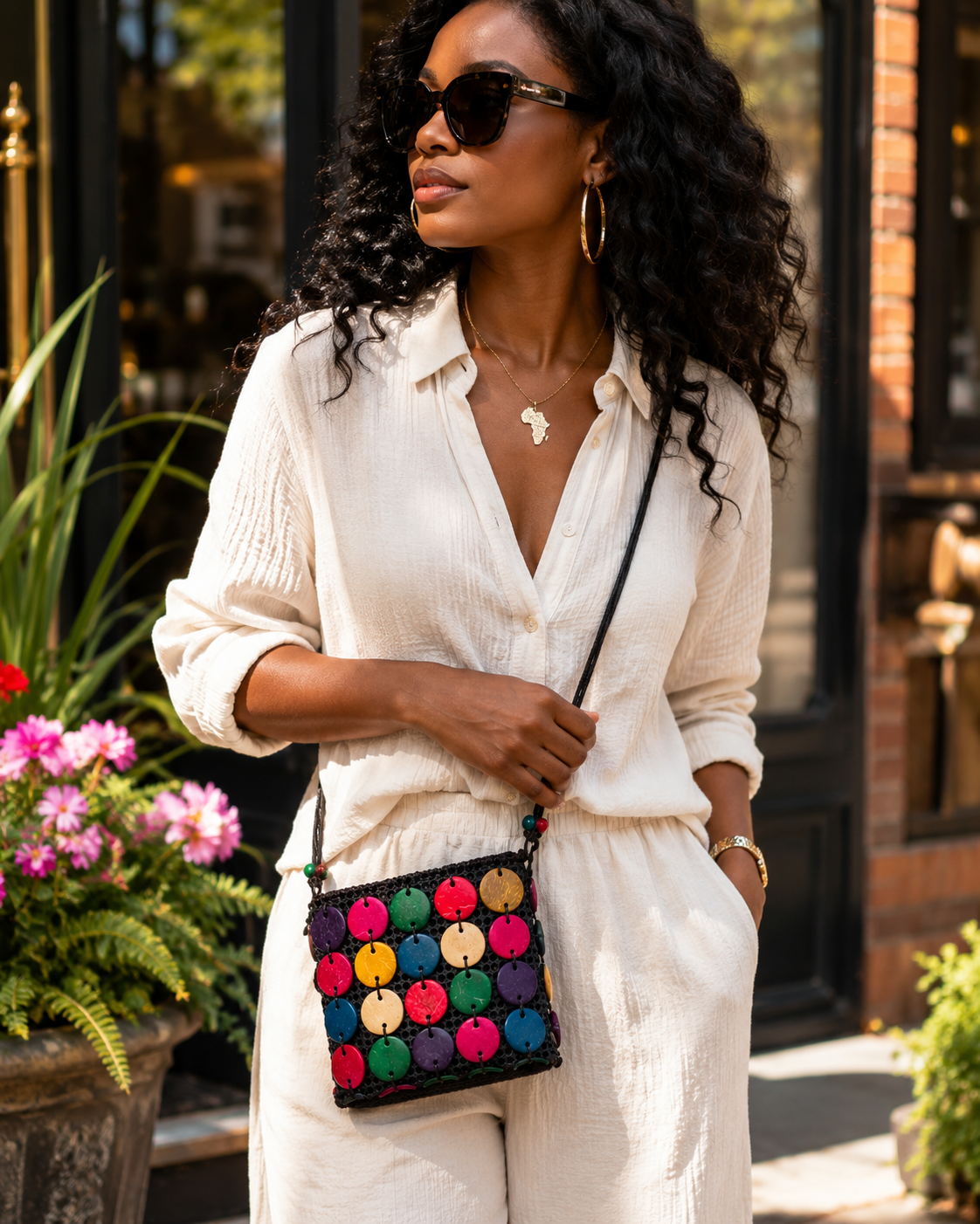 Square Beaded Authentic African Handbag
