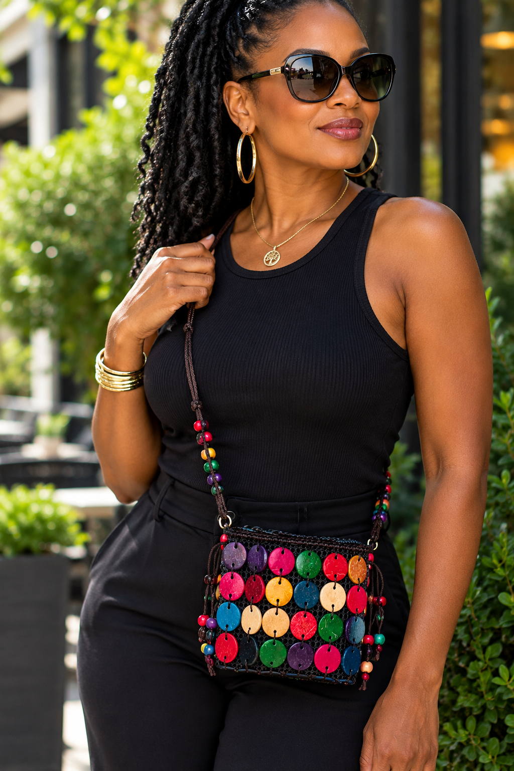 Square Beaded Authentic African Handbag