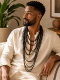 Black Long Layered African Necklace