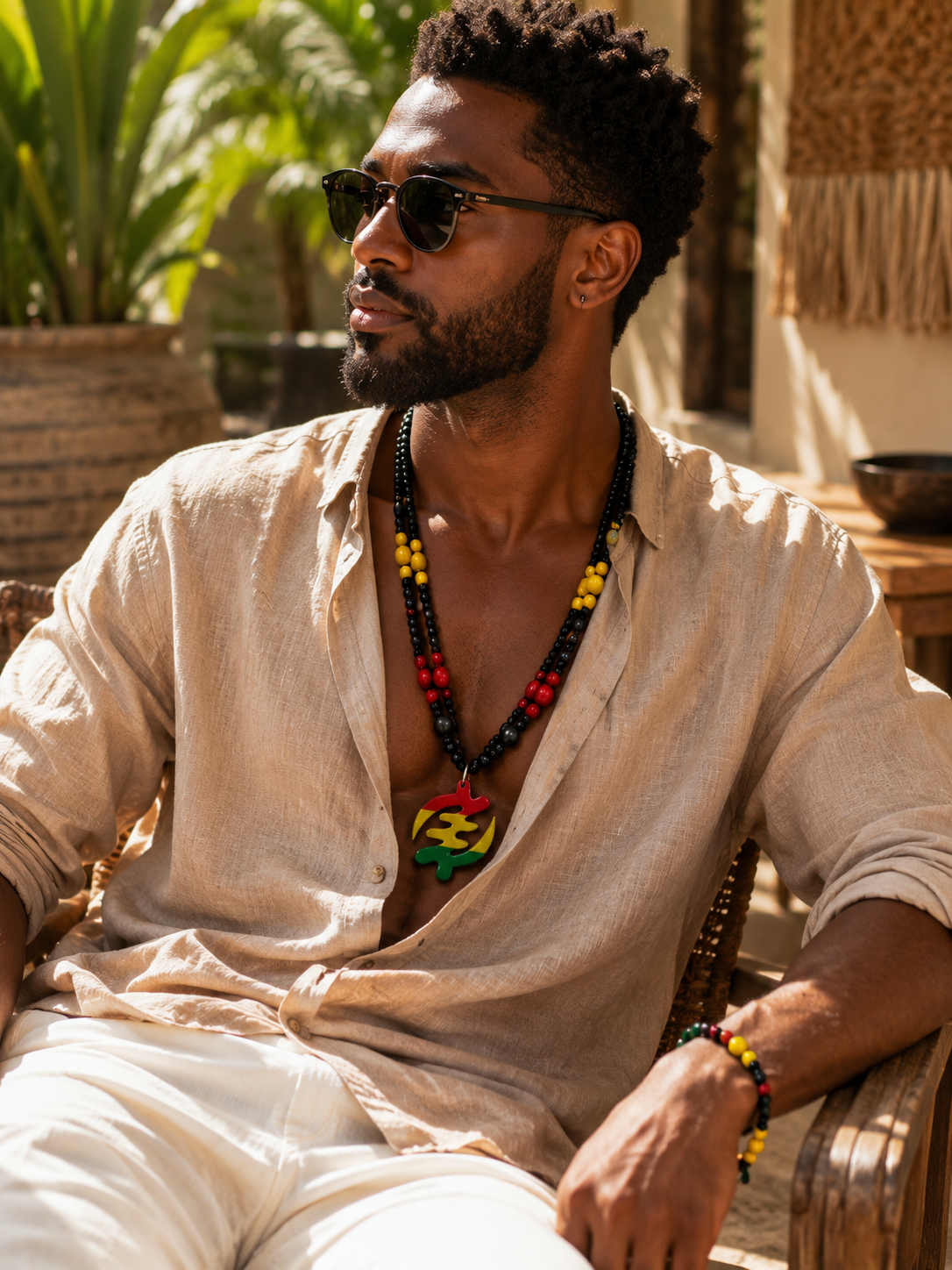 Gye Nyame Beaded Necklace