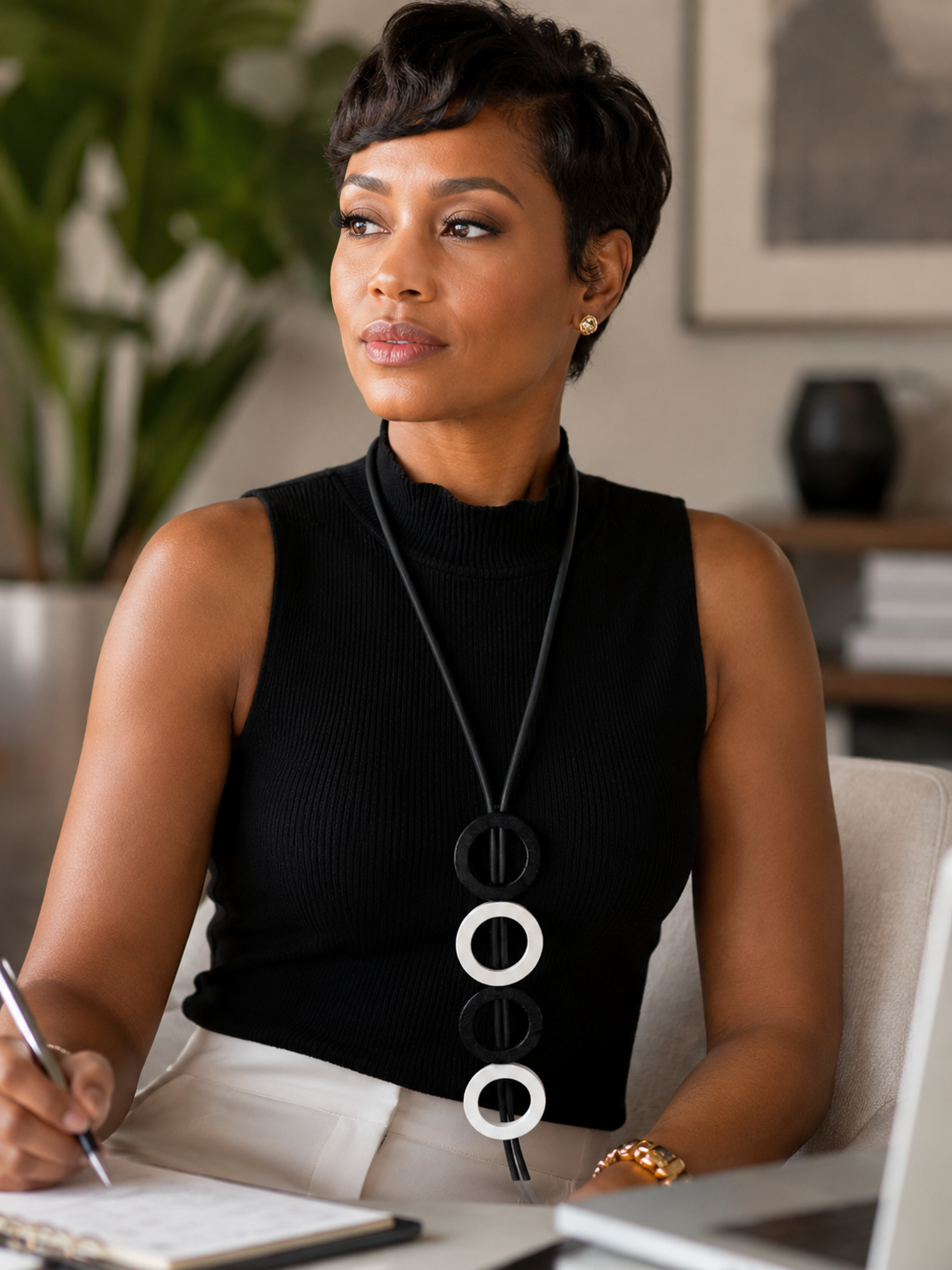 Statement Black and White Necklace