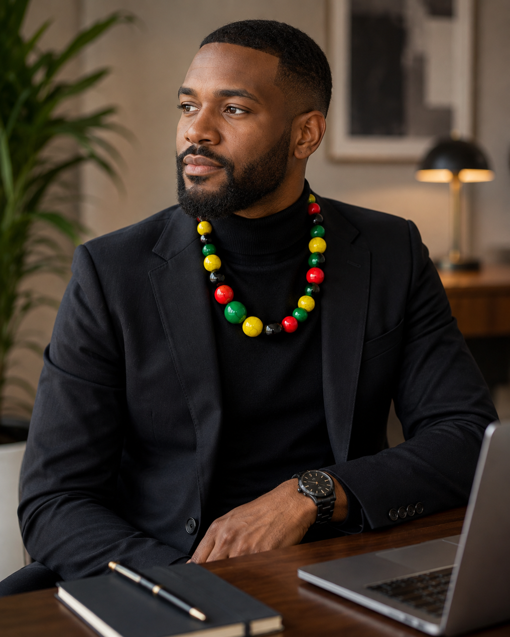 African Colored Large Beaded Necklace