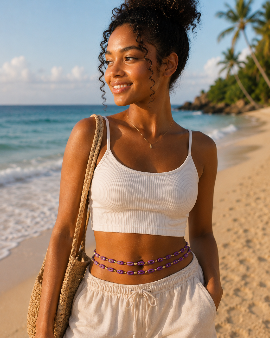 Purple African Shell Waist Beads