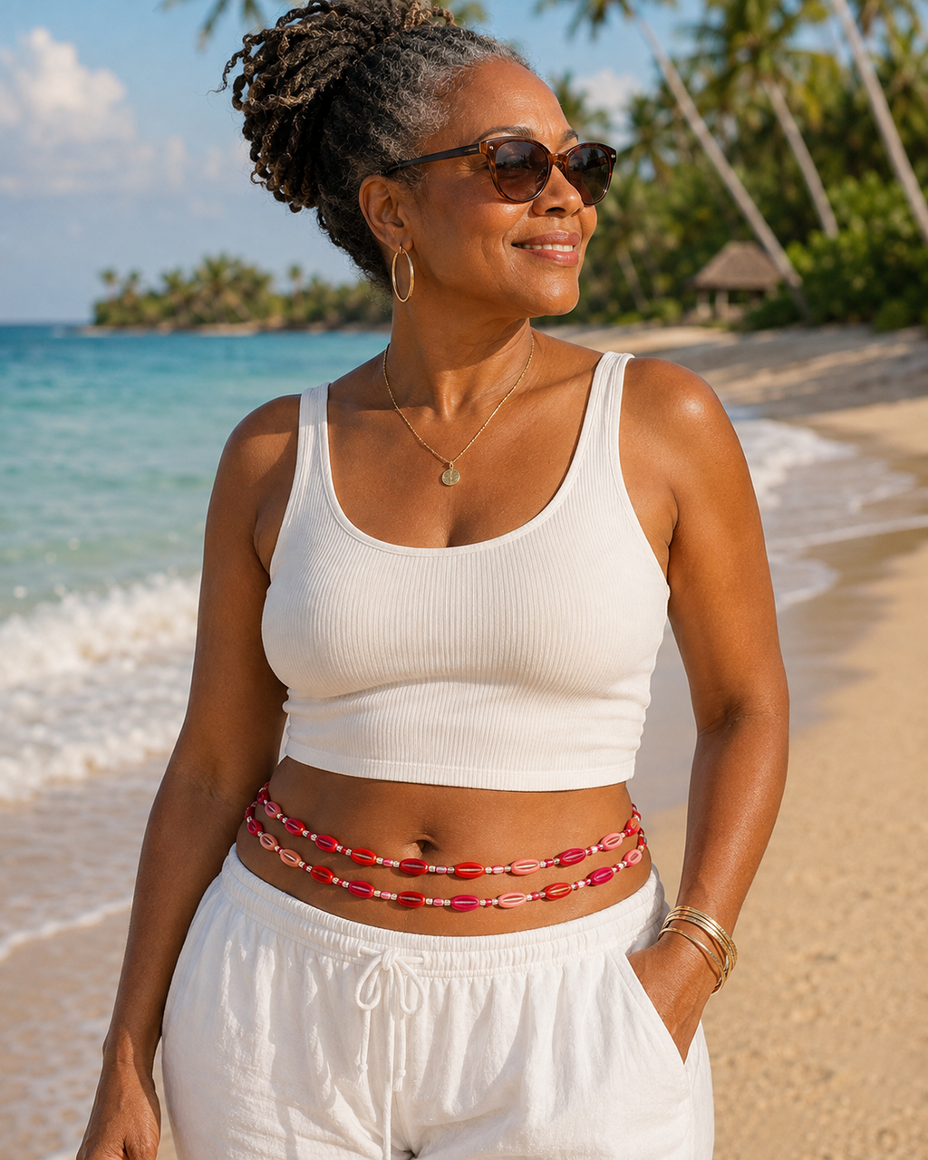 Red Shell African Waist Beads
