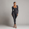 Black Body Con Greyish Black Jump Suit