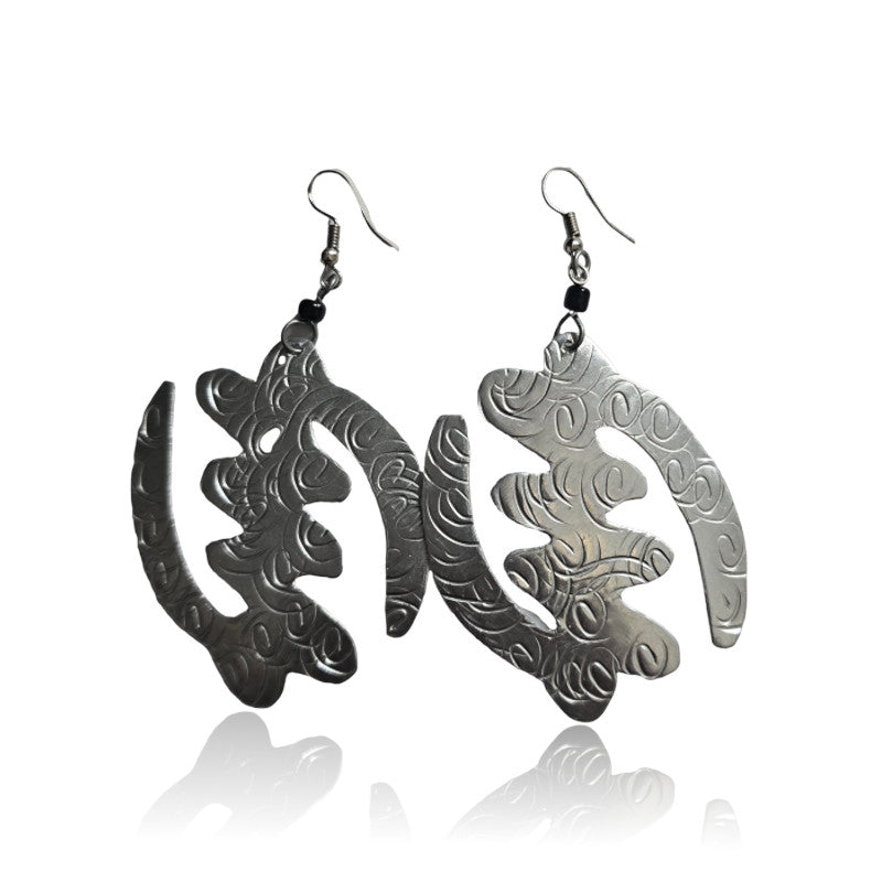 Silver Gye Nyame African Earrings