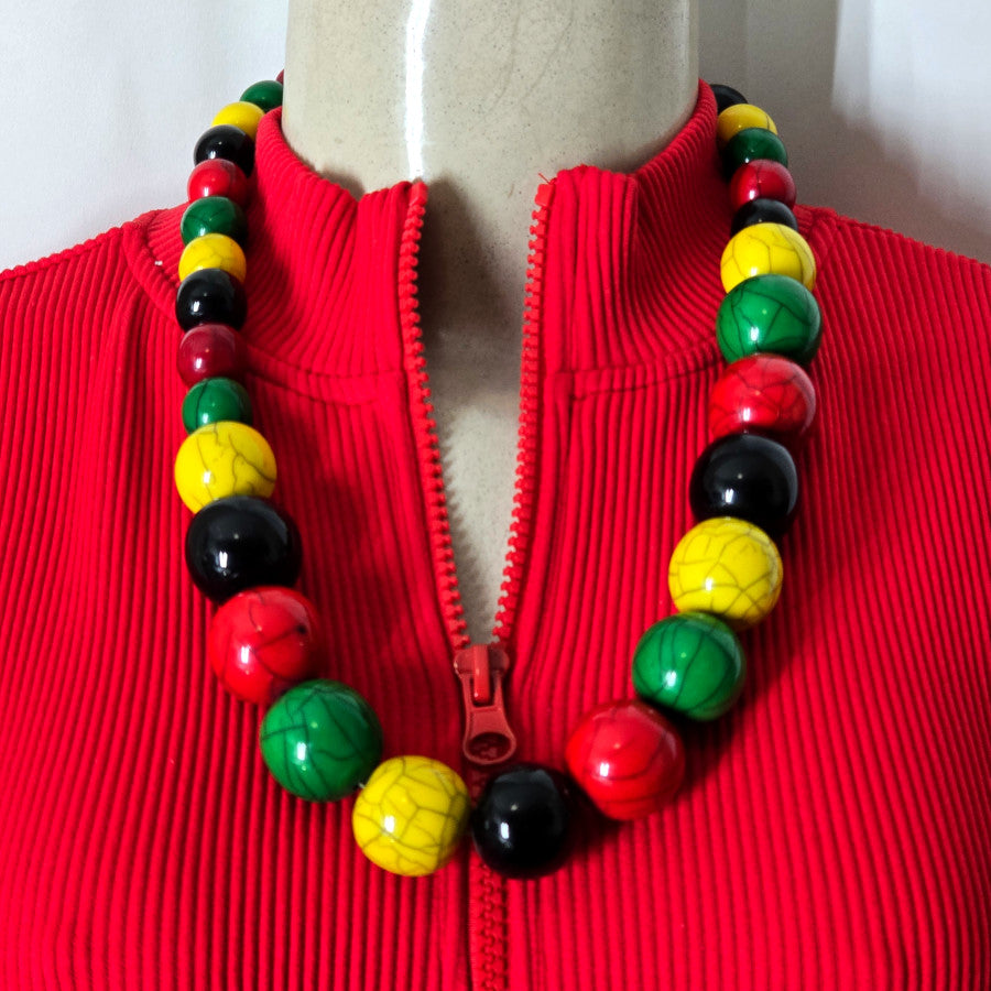 African Colored Large Beaded Necklace