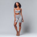 Grey Crop Top & Short Leggings Set – Casual Comfort Wear